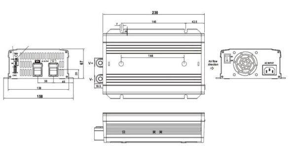 مشخصات فیزیکی و بدنه شارژر صنعتی MPB-600