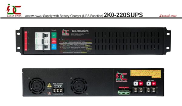 نمای سه کنج پشت منبع تغذیه بدون وقفه دو کیلو وات 2 K0-220SUPS